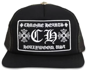 CHROME HEARTS CH HOLLYWOOD TRUCKER HAT BLACK/BLACK