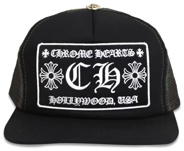 CHROME HEARTS CH HOLLYWOOD TRUCKER HAT BLACK/BLACK