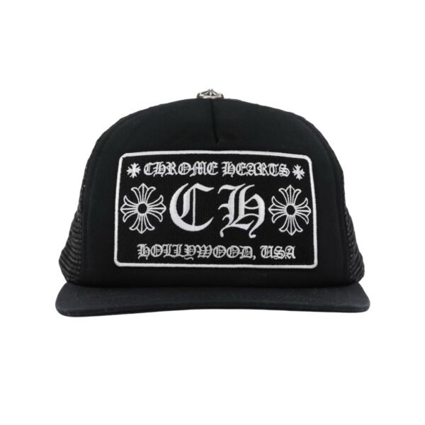 CHROME HEARTS CH HOLLYWOOD TRUCKER HAT BLACK/BLACK