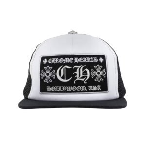 CHROME HEARTS CH HOLLYWOOD TRUCKER HAT WHITE/BLACK