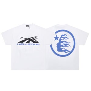 HELLSTAR FLAME FACE LOGO T-SHIRT WHITE/BLUE