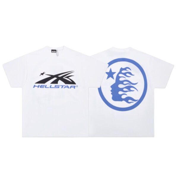 HELLSTAR FLAME FACE LOGO T-SHIRT WHITE/BLUE