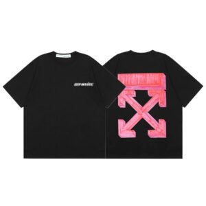 OFF-WHITE PINK STENCIL ARROWS BLACK T-SHIRT