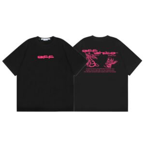 OFF-WHITE GRAFFITI PINK LOGO BLACK T-SHIRT