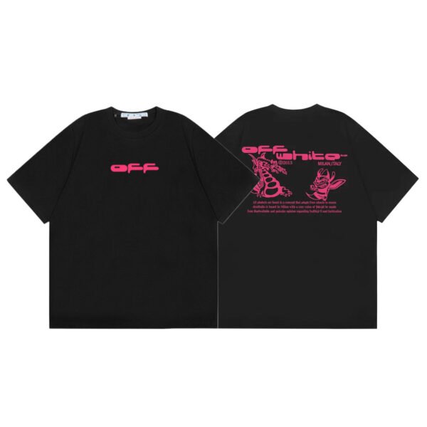 OFF-WHITE GRAFFITI PINK LOGO BLACK T-SHIRT