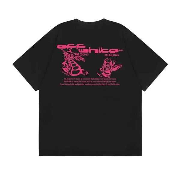 OFF-WHITE GRAFFITI PINK LOGO BLACK T-SHIRT