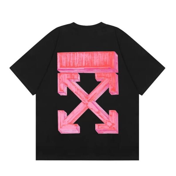 OFF-WHITE PINK STENCIL ARROWS BLACK T-SHIRT
