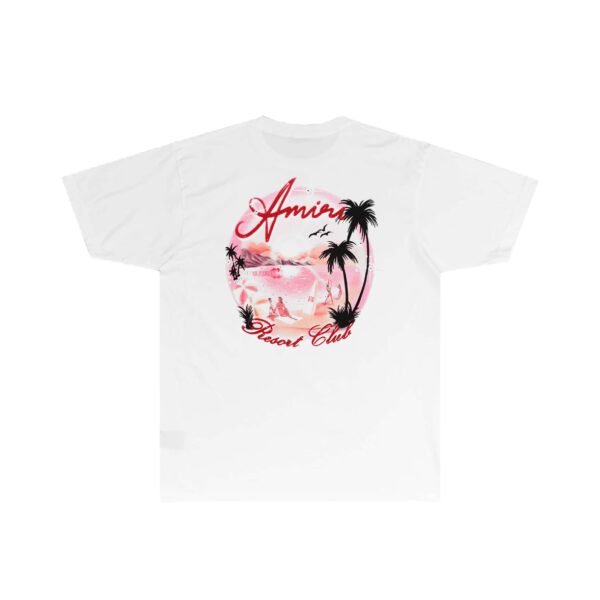 AMIRI RESORT CLUB PINK GRAPHIC WHITE T-SHIRT