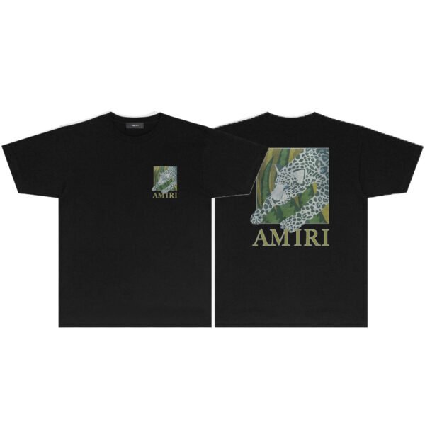 AMIRI LEOPARD CANVAS BLACK T-SHIRT