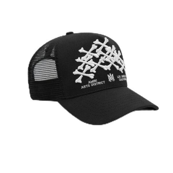 AMIRI BONES STACKED TRUCKER BLACK HAT