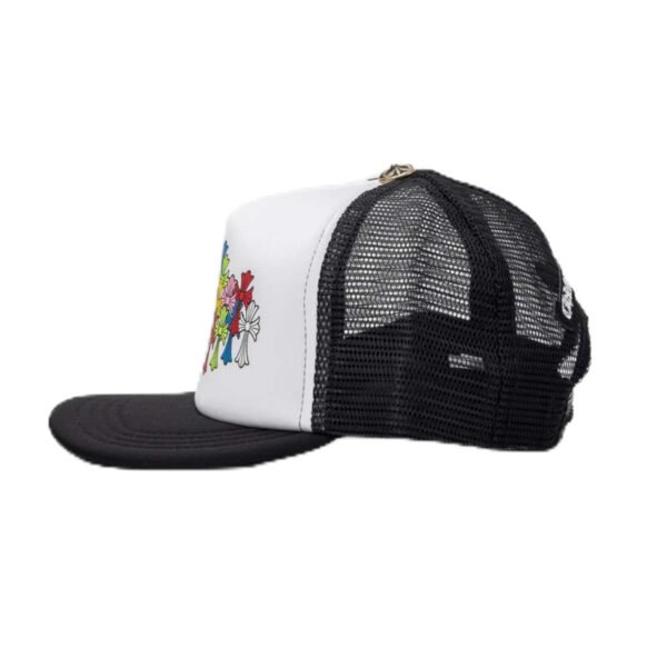 CHROME HEARTS MULTI COLOR CROSSES TRUCKER HAT WHITE/BLACK