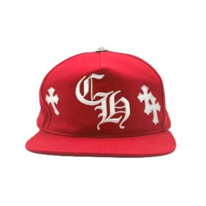 chredhat2 CHROME HEARTS CH CROSS PATCH BASEBALL HAT RED
