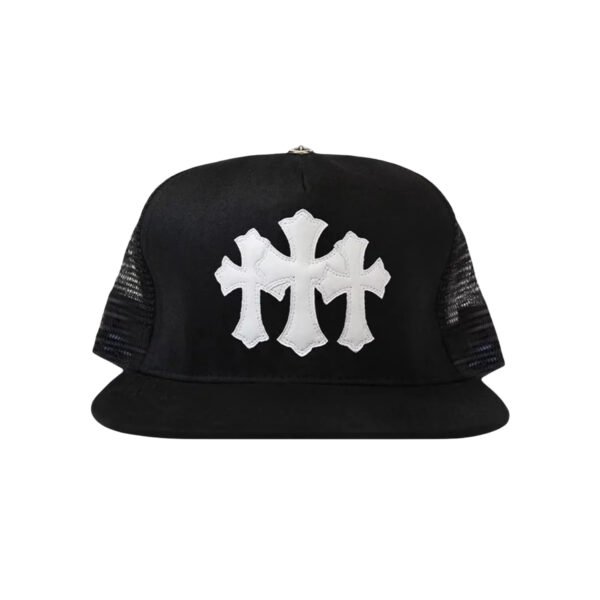 CHROME HEARTS TRIPLE CROSS TRUCKER HAT BLACK/WHITE