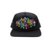 chnegmulti CHROME HEARTS MULTI COLOR CROSSES TRUCKER HAT BLACK/BLACK