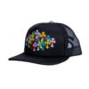 chnegmulti1 CHROME HEARTS MULTI COLOR CROSSES TRUCKER HAT BLACK/BLACK
