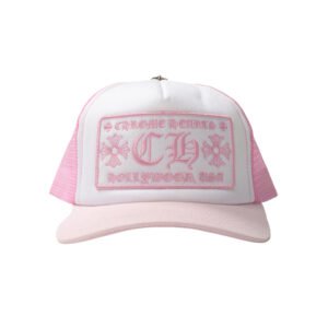 chpink CHROME HEARTS CH HOLLYWOOD TRUCKER HAT WHITE/PINK