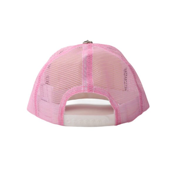 chpink1 CHROME HEARTS CH HOLLYWOOD TRUCKER HAT WHITE/PINK