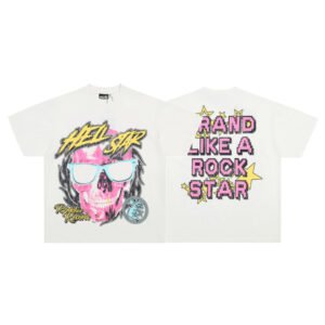 hellstarrockstarshirt HELLSTAR ROCKSTAR RECORDS WHITE CREAM T-SHIRT