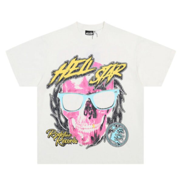 hellstarrockstarshirt1 HELLSTAR ROCKSTAR RECORDS WHITE CREAM T-SHIRT