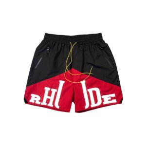 RHUDE RH LOGO SHORTS BLACK/RED