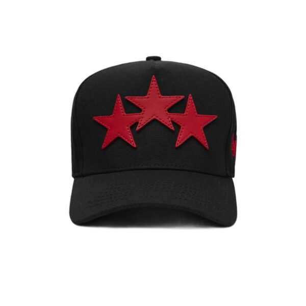 amiriredstars1 AMIRI THREE STAR BLACK/RED HAT
