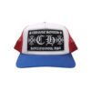 CHROME HEARTS CH HOLLYWOOD TRUCKER HAT BLUE/RED