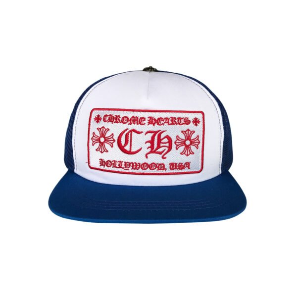 CHROME HEARTS CH HOLLYWOOD TRUCKER HAT RED/BLUE