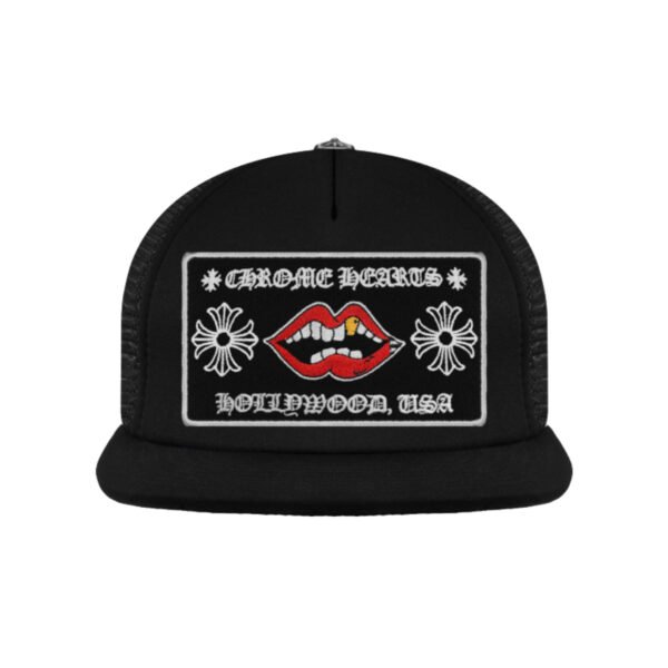 chlipsblack CHROME HEARTS CHOMPER HOLLYWOOD TRUCKER HAT BLACK/BLACK