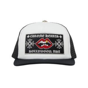 CHROME HEARTS CHOMPER HOLLYWOOD TRUCKER HAT BLACK/WHITE