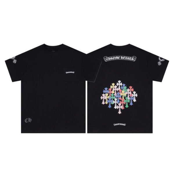 CHROME HEARTS MULTI COLOR CROSS BLACK T-SHIRT