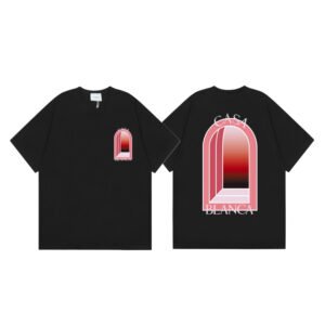 CASABLANCA PINK MIRROR BLACK T-SHIRT