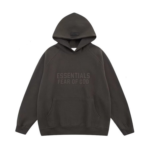 essentialsfoggrishoodie ESSENTIALS FEAR OF GOD LOGO GRAY BLACK HOODIE
