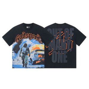 GODSPEED OUT OF MANY ONE WASHED BLACK T-SHIRT