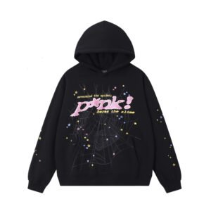 SP5DER PINK SLIME BLACK HOODIE