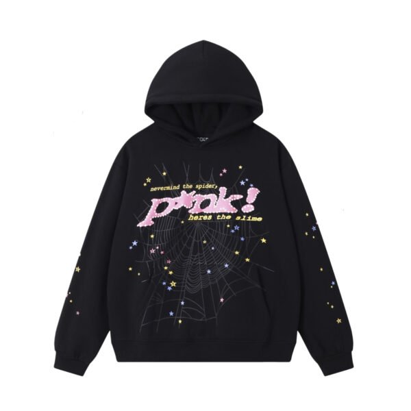 SP5DER PINK SLIME BLACK HOODIE