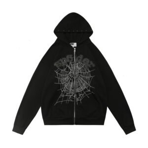 SP5DER WEB ZIP BLACK HOODIE