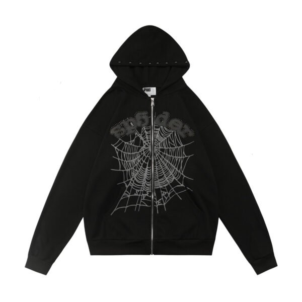 SP5DER WEB ZIP BLACK HOODIE